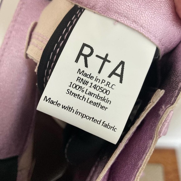 NWT RtA Kiki 100% Lambskin Leather Flare Cropped Pants In Purple Haze $1195 - Picture 9 of 12